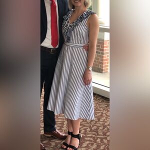 Draper James striped dress with eyelet collar and Pockets!